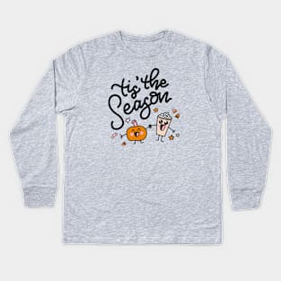 Pumpkin Spice Season Black Text Kids Long Sleeve T-Shirt